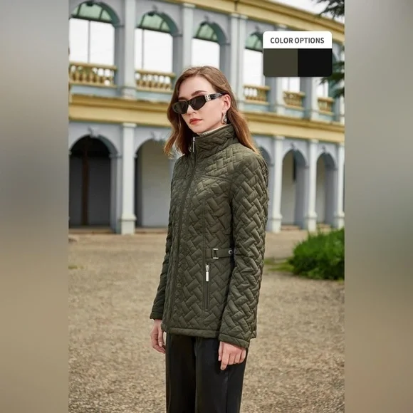 S P Y M Womens Diamond Quilted Jacket Lightweight Padding Coat w/Pockets NWT S3X - Picture 3 of 6